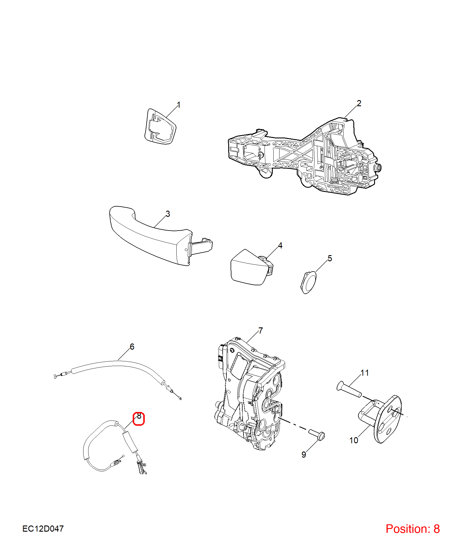 MG Door lock mechanism pull wire OEM 11315746 FOR MG5 11315746-MG_OEM