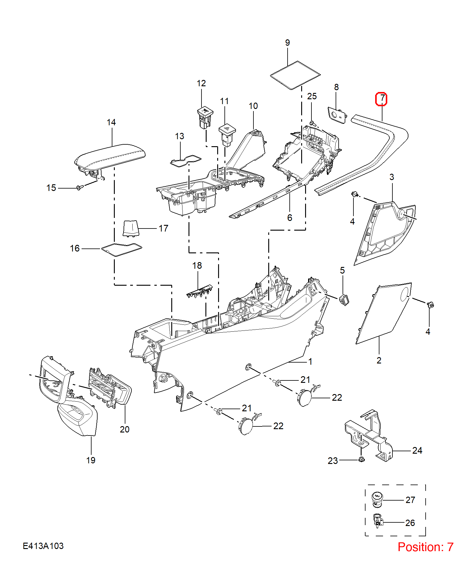 MG Armrest box trim strip OEM 11448721PHD FOR MG5 11448721PHD-MG_OEM