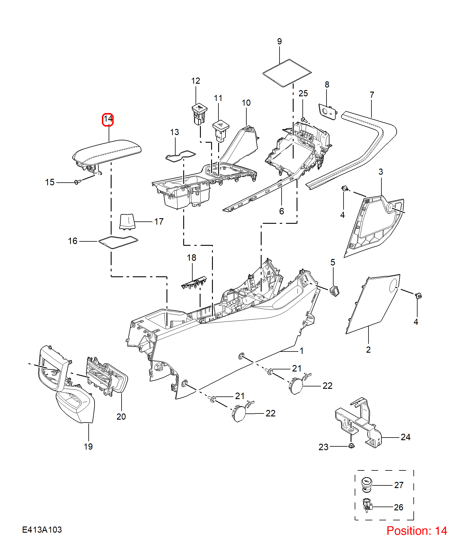 MG Armrest box cover OEM 11448747PHD FOR MG5 11448747PHD-MG_OEM