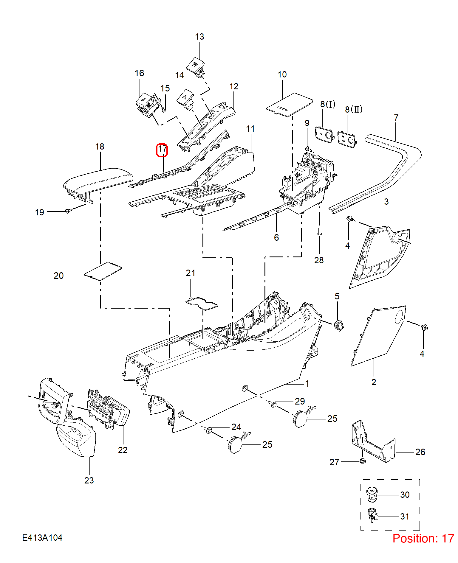 MG Armrest box trim strip OEM 11451281 FOR MG5 11451281-MG_OEM