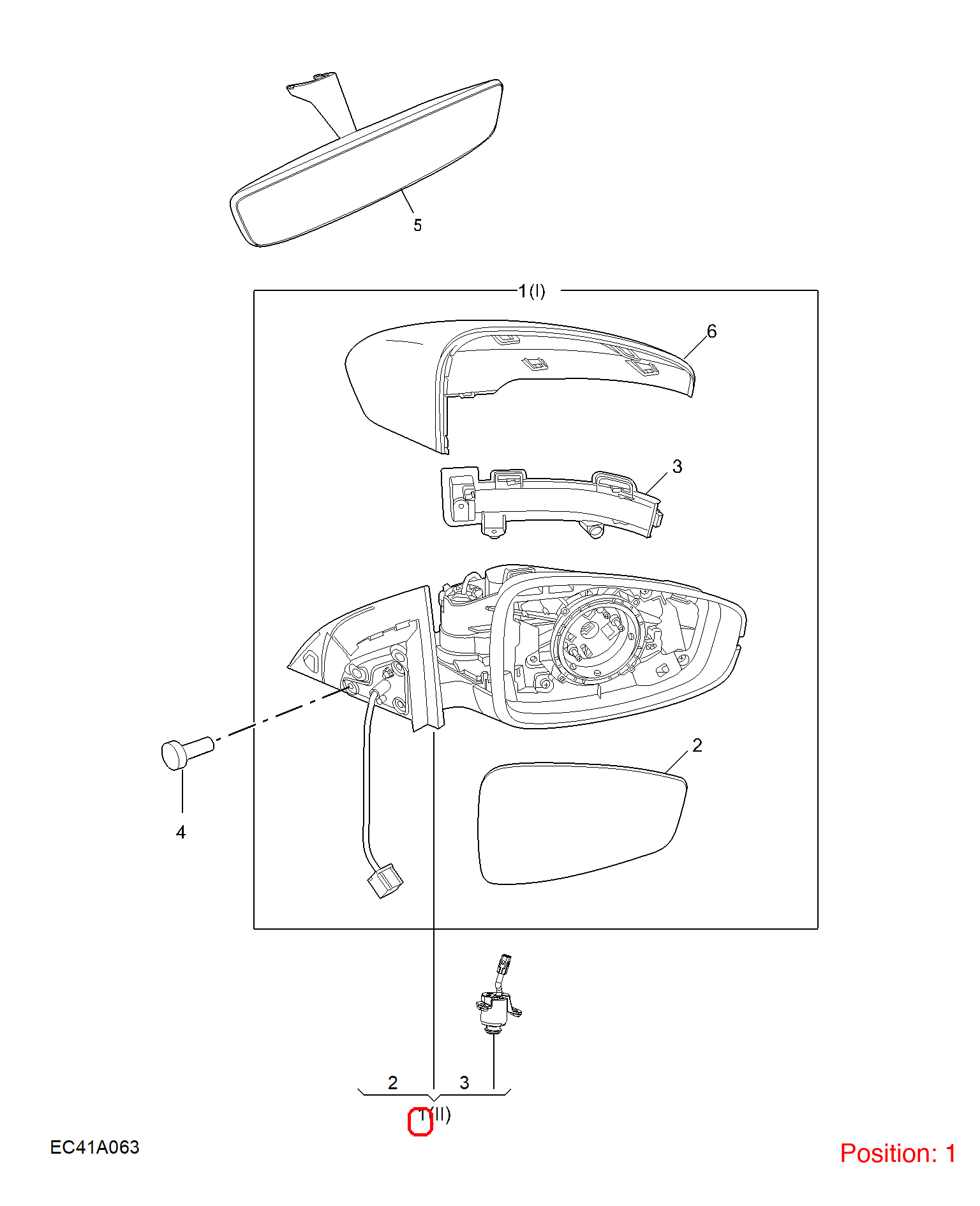 MG Reverse mirror assembly OEM 11604230SPRP FOR MG5 11604230SPRP-MG_OEM