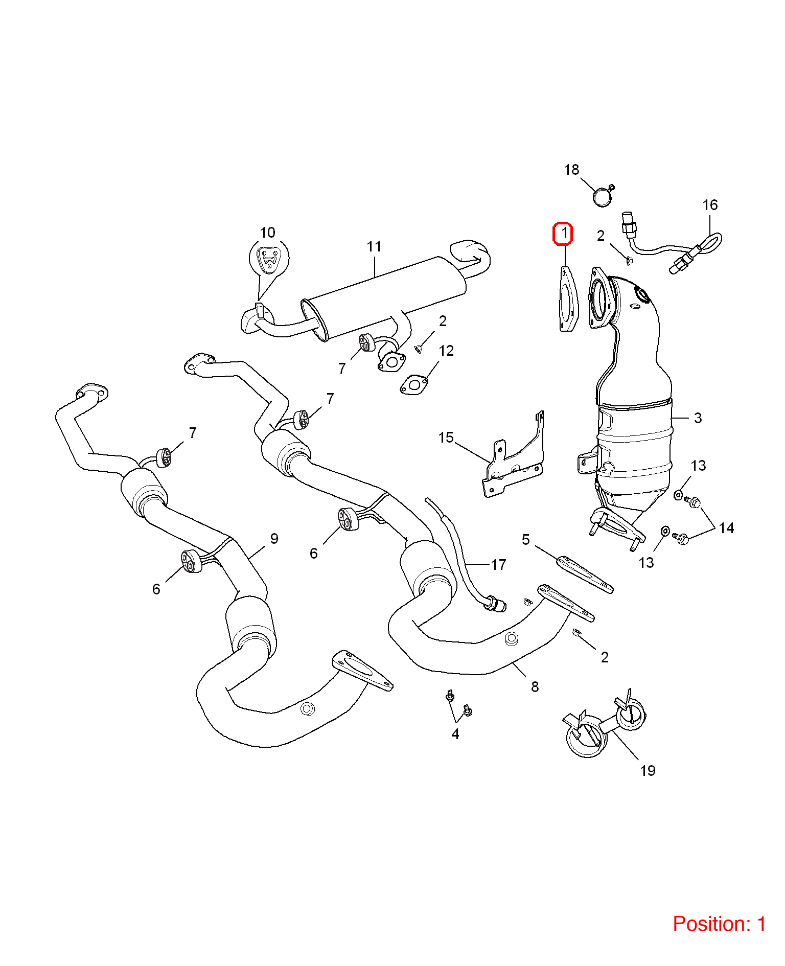 MG Exhaust Catalytic Converter Gasket OEM 24108344 FOR MG RX5 24108344-MG_OEM