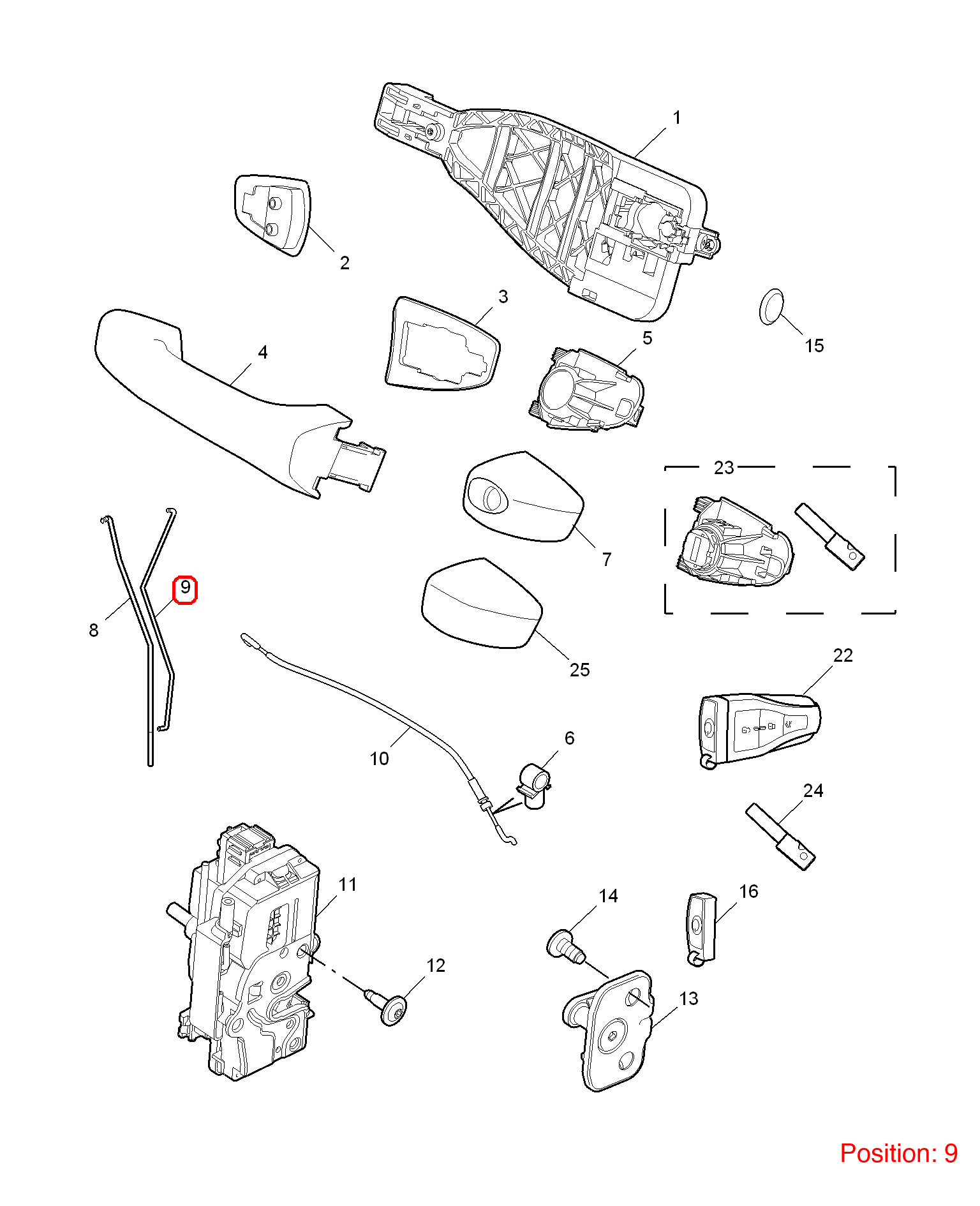 MG Door handle pull rod OEM 30000292 FOR MG6 MG550 30000292-MG_OEM