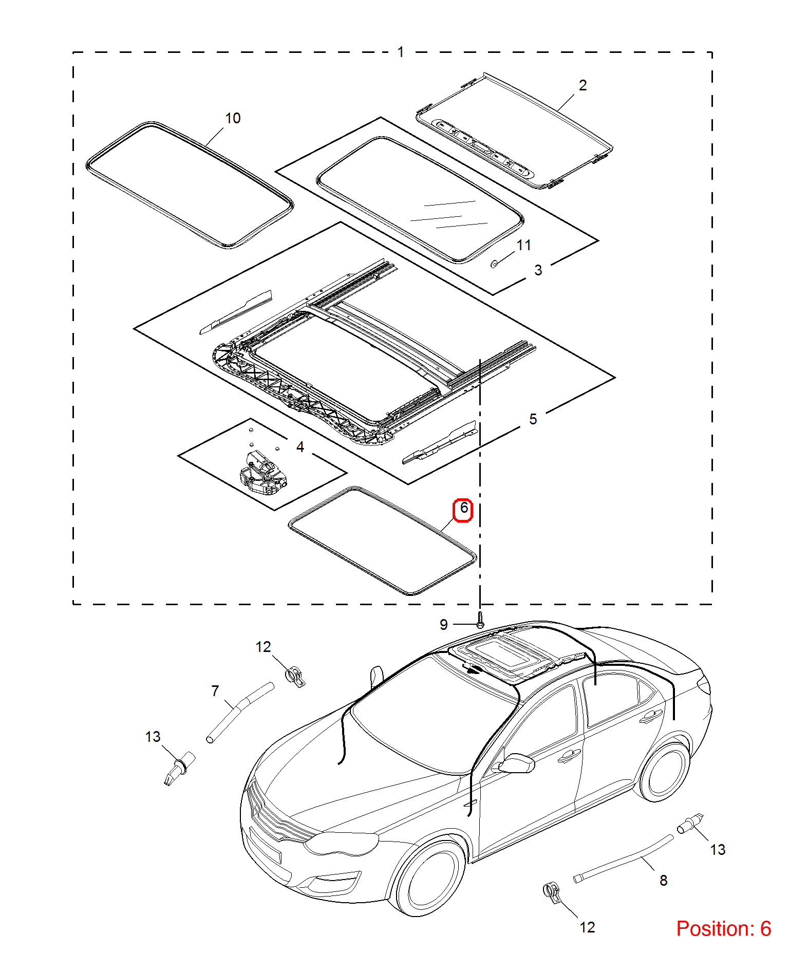 MG Sunroof seal OEM 30000550ESA FOR MG6 MG550 30000550ESA-MG_OEM