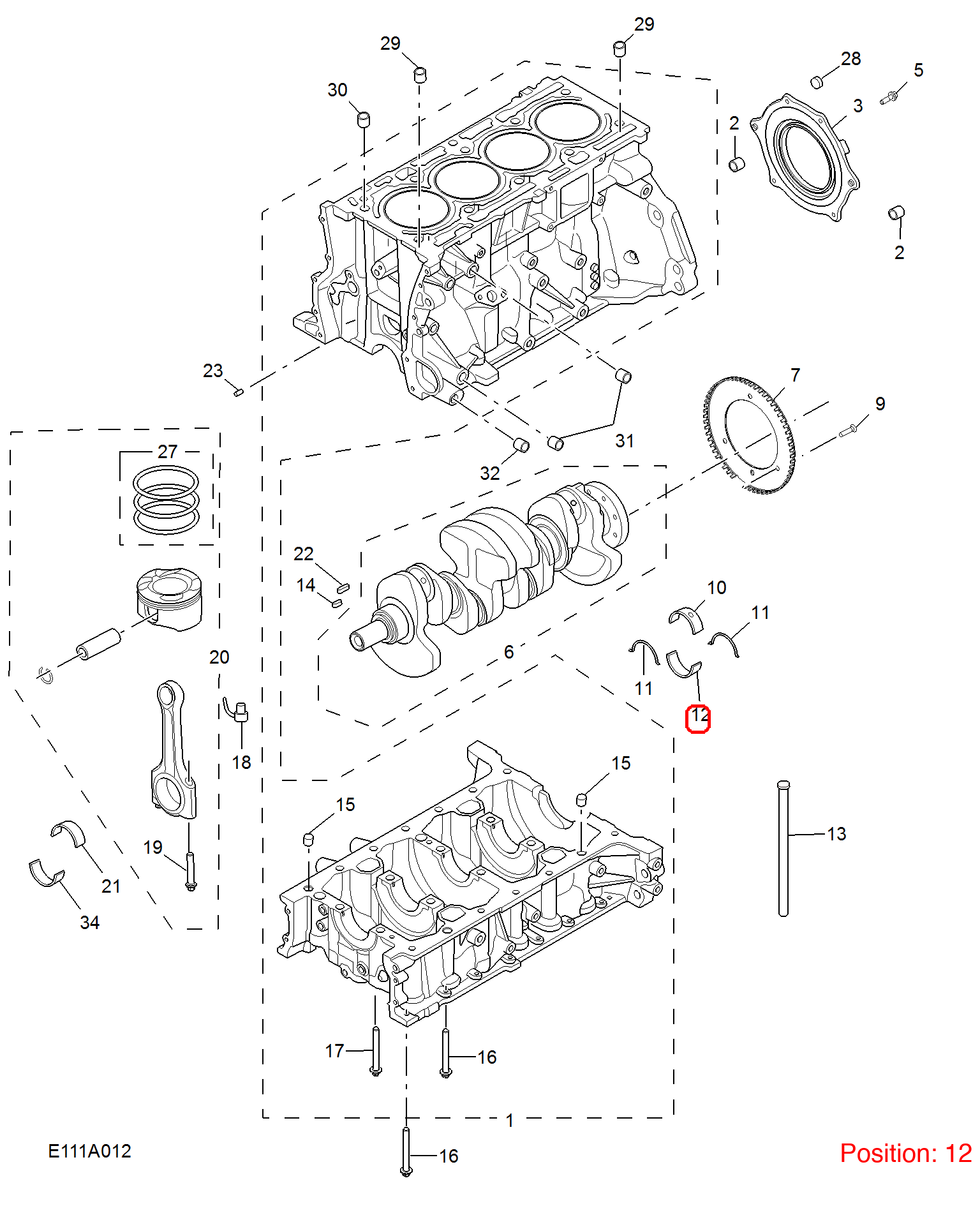 MG Main Bearing OEM 30026286YEL FOR MG RX5 RX8 30026286YEL-MG_OEM