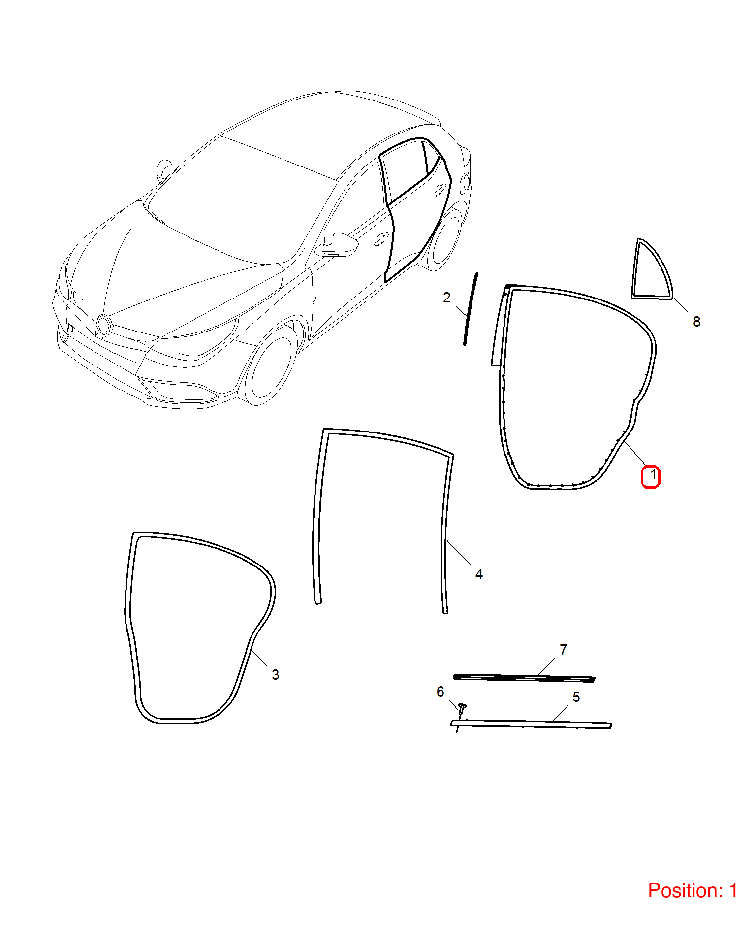 MG Door weatherstrip OEM 30030661 FOR MG5 30030661-MG_OEM