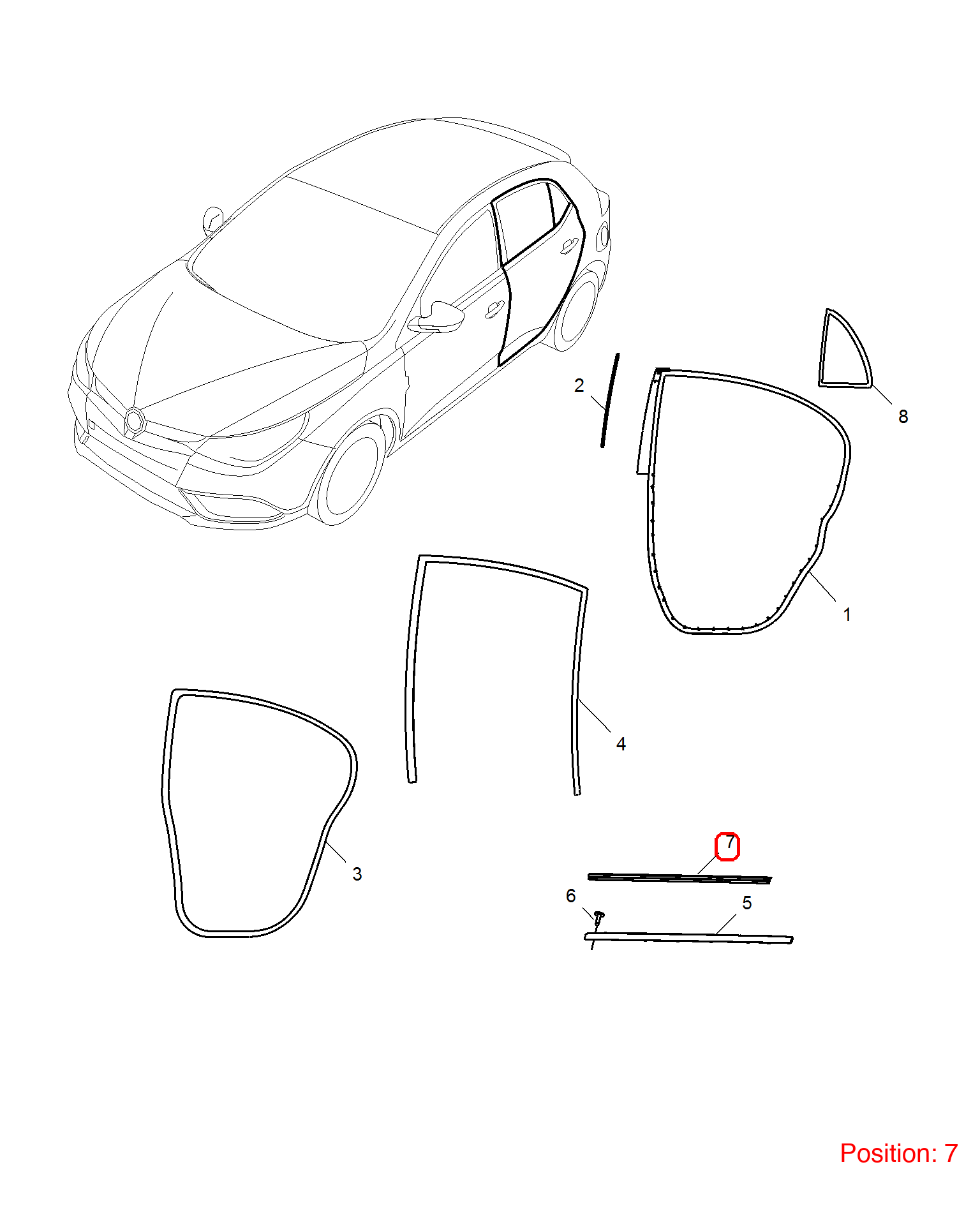 MG Door glass pressure strip OEM 30030666 FOR MG5 30030666-MG_OEM