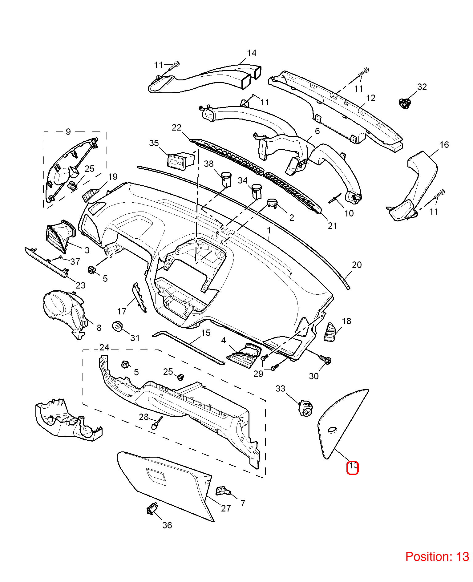 MG Instrument panel side trim OEM 30032492ESA FOR MG5 30032492ESA-MG_OEM