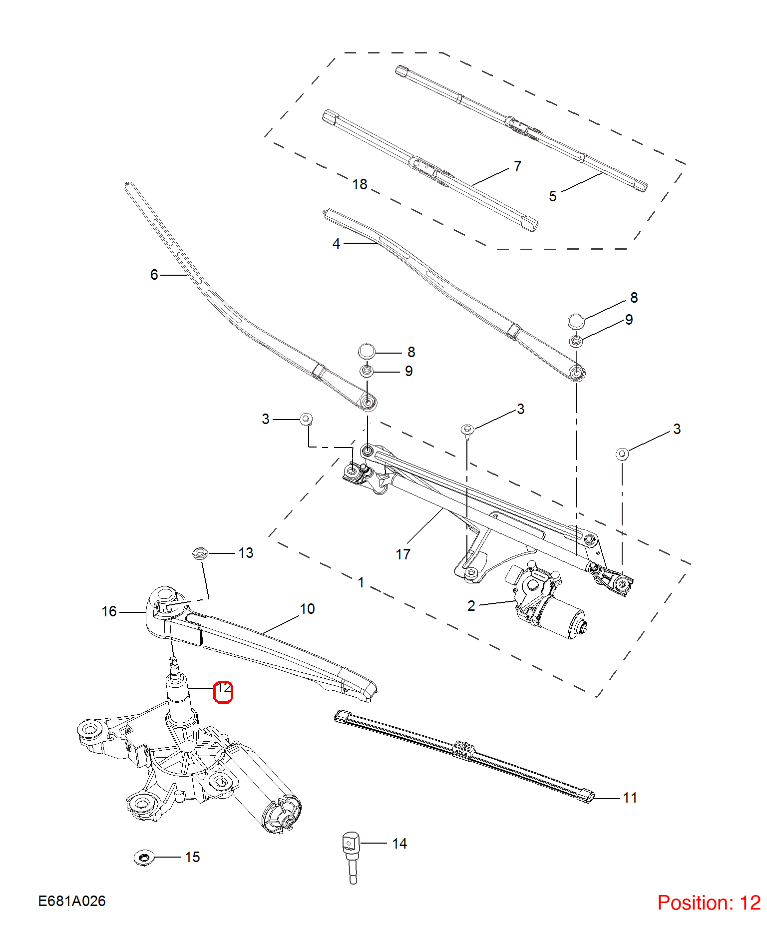 MG Wiper linkage motor OEM 30034151 FOR MG5 30034151-MG_OEM
