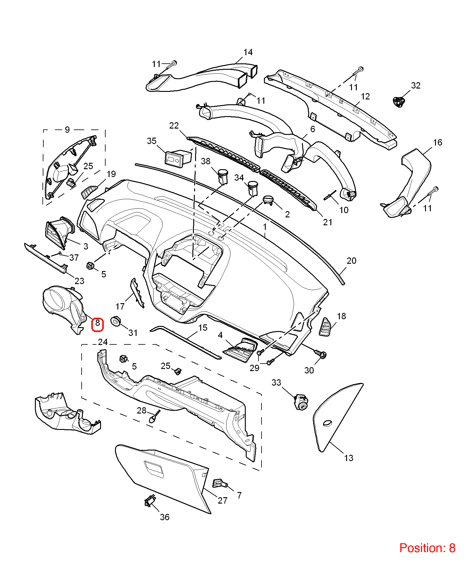 MG Combination instrument trim panel OEM 30039537 FOR MG5 30039537-MG_OEM