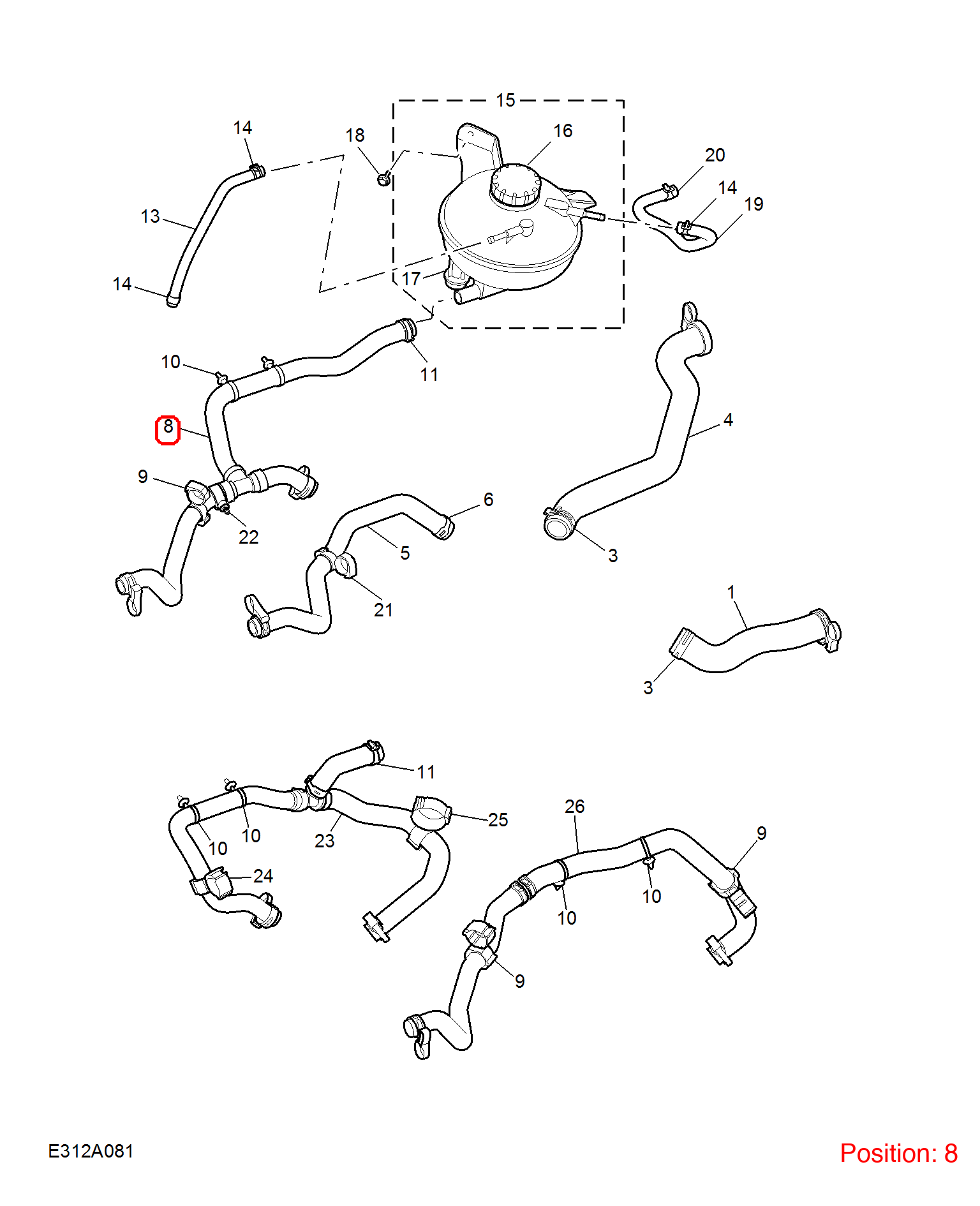 MG Coolant Inlet Hose OEM 30134097 FOR MG 30134097-MG_OEM