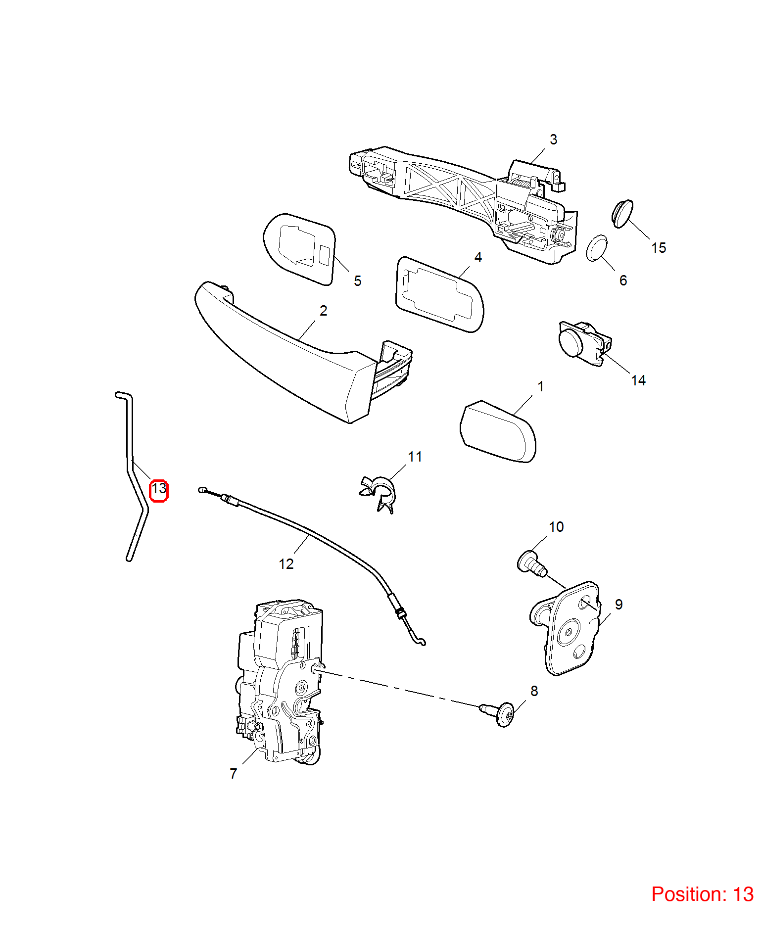 MG Door handle pull rod OEM 50011835 FOR MG350 50011835-MG_OEM