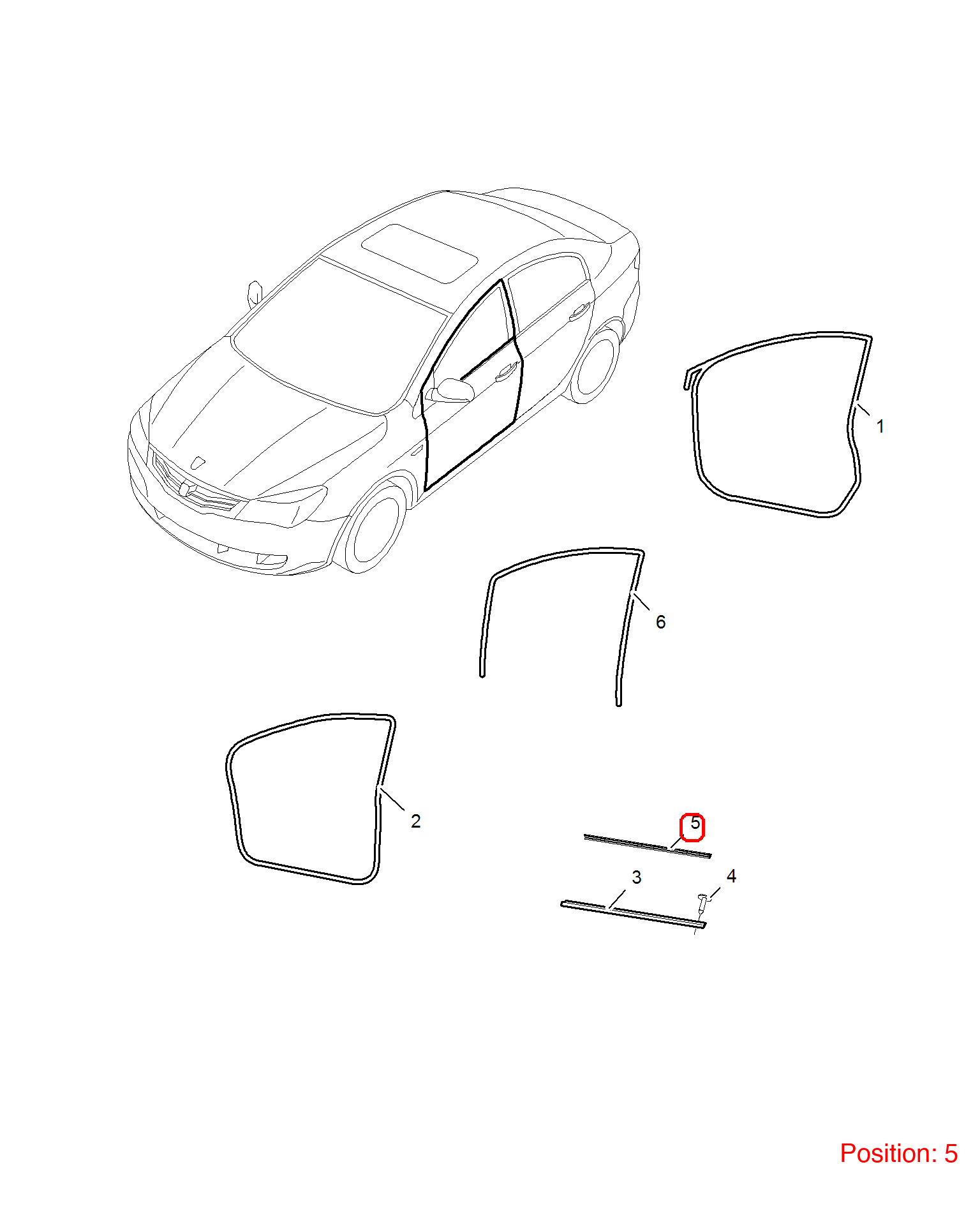 MG Door glass pressure strip OEM 50013632 FOR MG350 MG5 50013632-MG_OEM