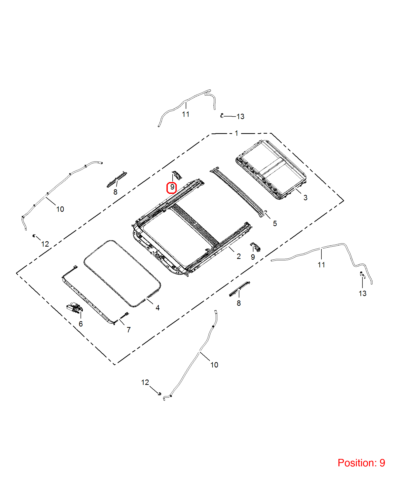 MG PANORAMIC SUNROOF REAR SECTION REPAIR KIT OEM 50030474 FOR MG350 MG5 50030474-MG_OEM