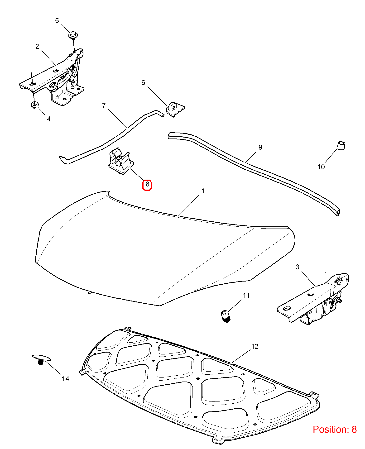 MG Bonnet/hood prop rod bracket OEM K7117305000 FOR MG3 MG350 K7117305000-MG_OEM