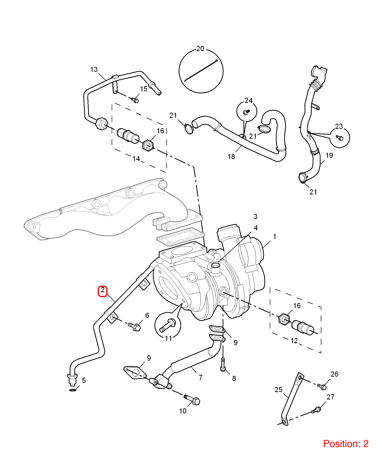 MG Turbocharger oil pipe OEM PNH000240 FOR MG6 MG550 PNH000240-MG_OEM