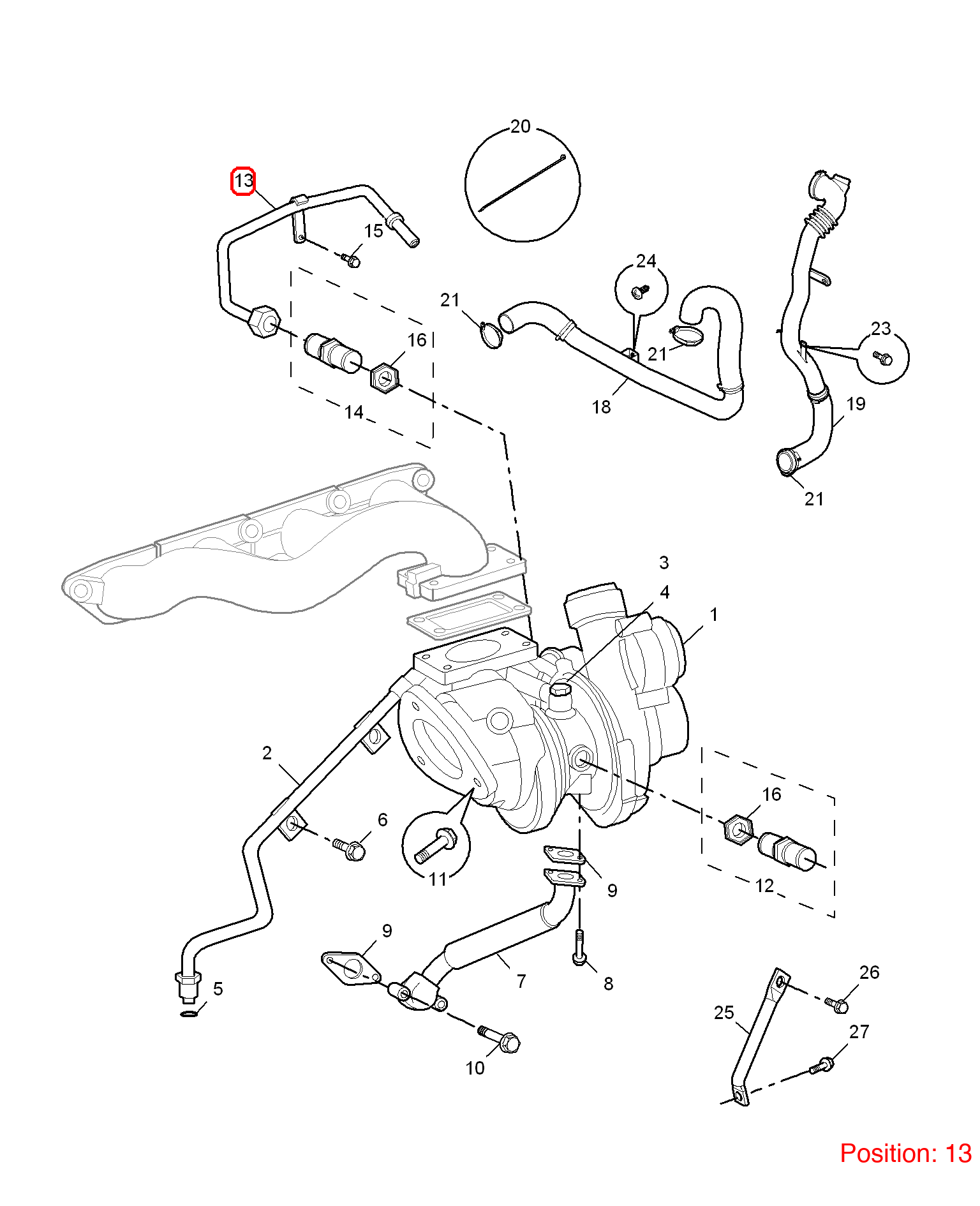 MG Turbocharger water pipe OEM PNP000110 FOR MG6 MG550 PNP000110-MG_OEM