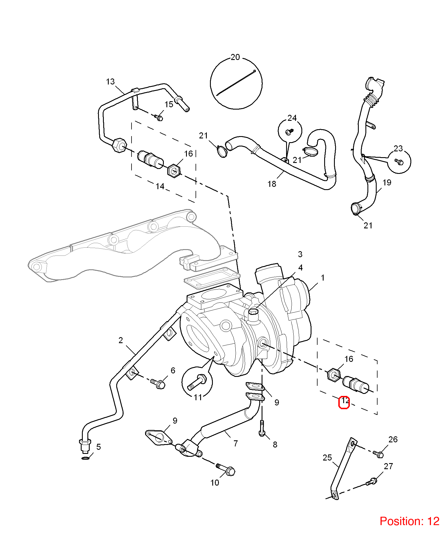 MG Turbocharger water pipe OEM PNP000131 FOR MG6 MG550 PNP000131-MG_OEM